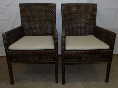 Pair of Rattan Arm Chairs