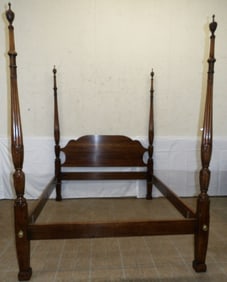 Carved Cherry Four Post Queen Size Bed with Rails by Oxford Furniture