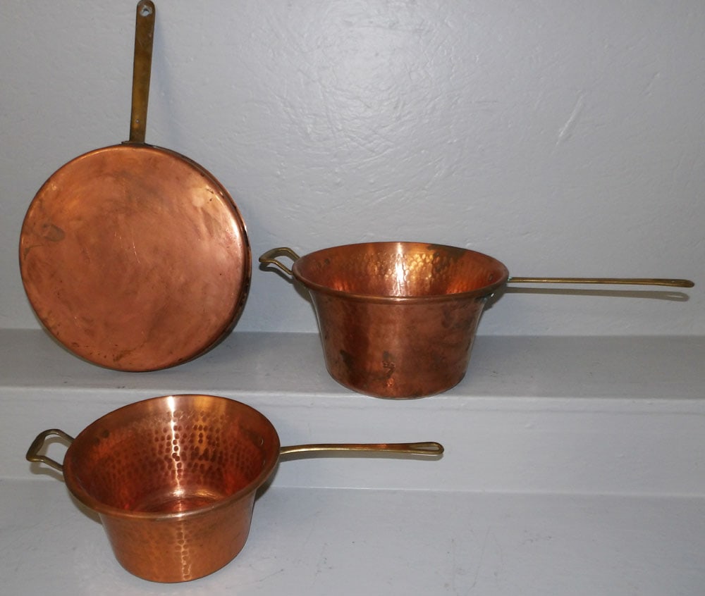 Two Copper Pots & Skillet (1 of 3)