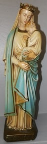 Large Painted Ceramic Madonna & Child