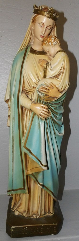 Large Painted Ceramic Madonna & Child (1 of 4)
