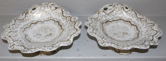 Pair of Painted Porcelain Sweet Meat Dishes