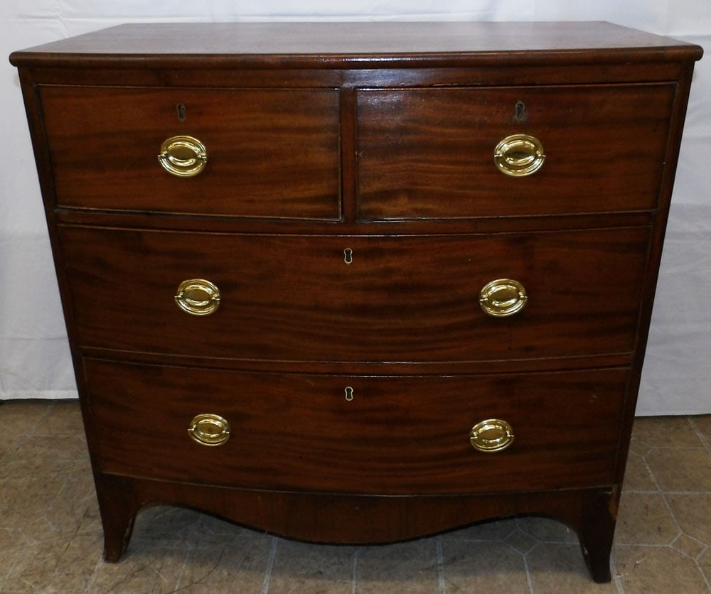 19th Century Mahogany Two Over Two Drawer Chest: 19th Century Mahogany Two Over Two Drawer Chest . 34 3/4" H 35 1/2" W 19 1/2" D ALL DESCRIPTIONS AND ANY CONDITION STATEMENT GIVEN BY LANGSTON AUCTION GALLERY ARE STRICTLY OPINIONS AND LANGSTON'S SHAL