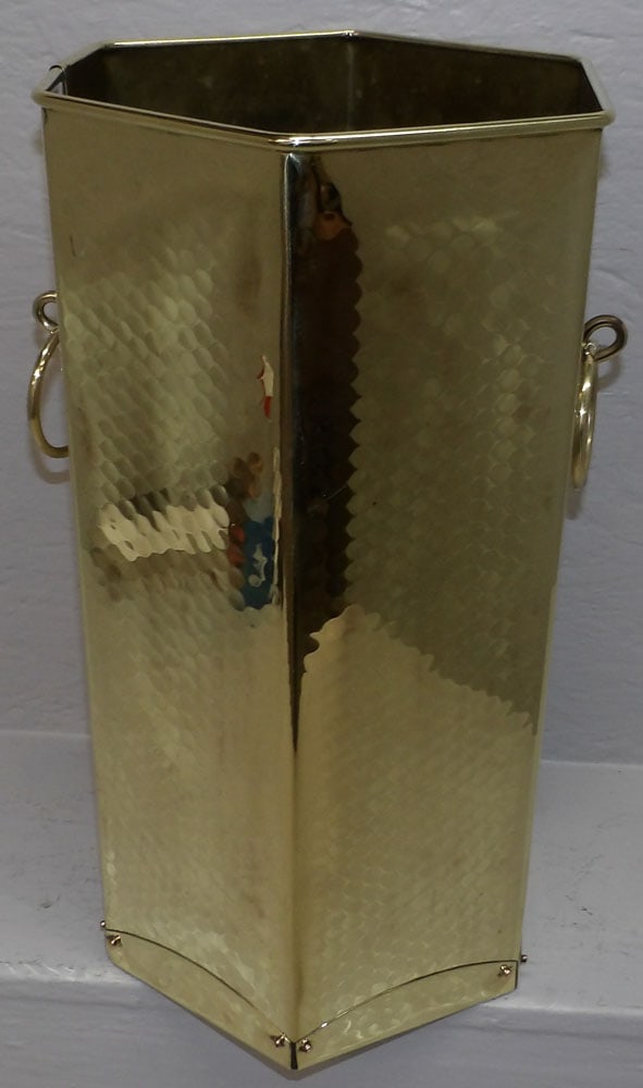 Polished Hexagon Form Brass Umbrella Stand (1 of 4)