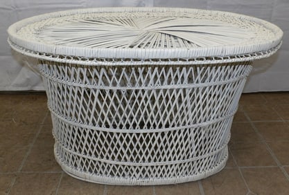 Painted Rattan Oval Ottoman Form Tea Table