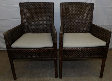 Pair of Rattan Arm Chairs