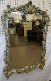 Painted Carved Wood Framed Mirror