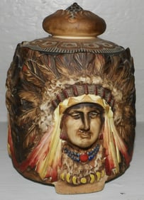 Antique Nippon Native American Humidor, Has Chip