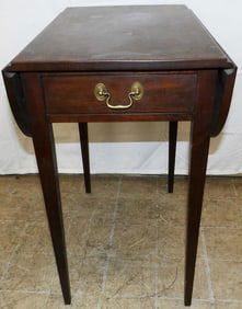 Mahogany Banded Top Pembroke Table with One Drawer by Henkel Harris