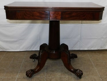 19th Century Carved Mahogany Fold Over Top Game Table