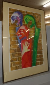 Framed Mid Century Modern Watercolor Artist Signed