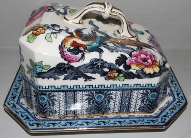 Antique English Painted Porcelain Cheese Dish
