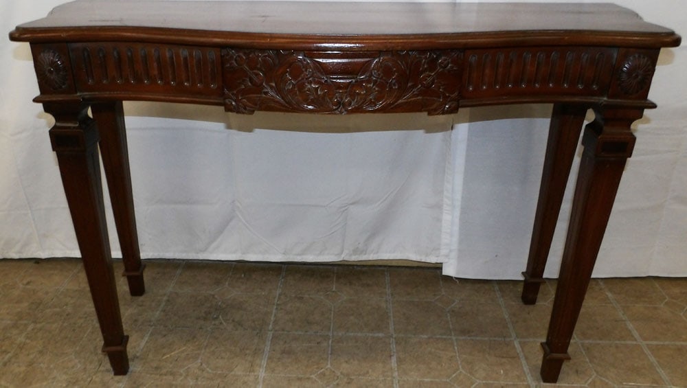 Carved Mahogany Serpentine Front Console (1 of 6)