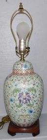 Oriental Porcelain Covered Jar Made Into Lamp