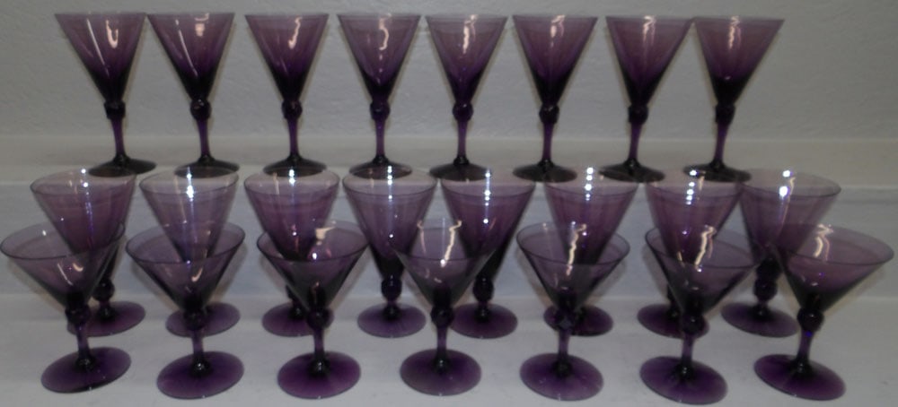Lot of Purple Amethyst Fostoria HFM Stemware (1 of 5)