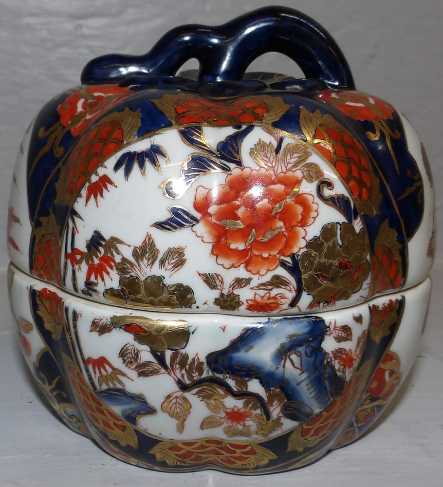 Imari Style Pumpkin Form Covered Porcelain Box (1 of 6)