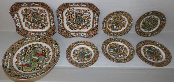 Eight Pieces of Antique Oriental Thousand Butterly Porcelain