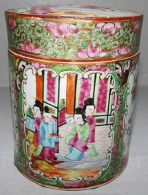 19th Century Rose Medallion Covered Jar