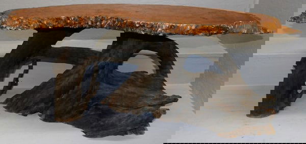 Burl Top & Driftwood Base Tea Table