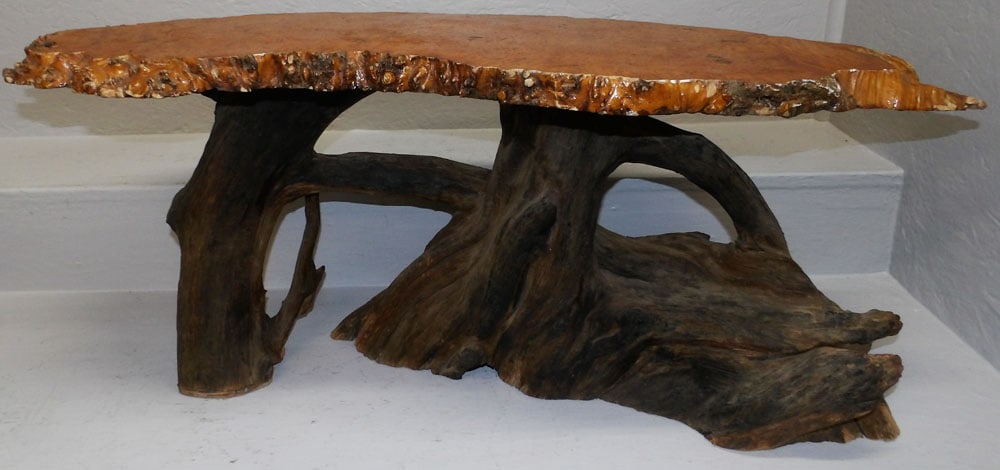 Burl Top & Driftwood Base Tea Table (1 of 5)