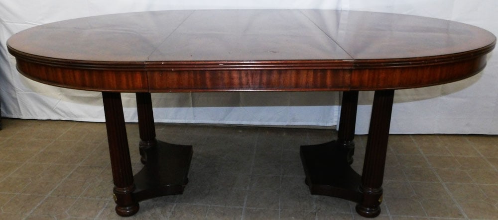 Mahogany Banded Top Oval Dining Table with One Leaf by Henkel Harris (1 of 12)