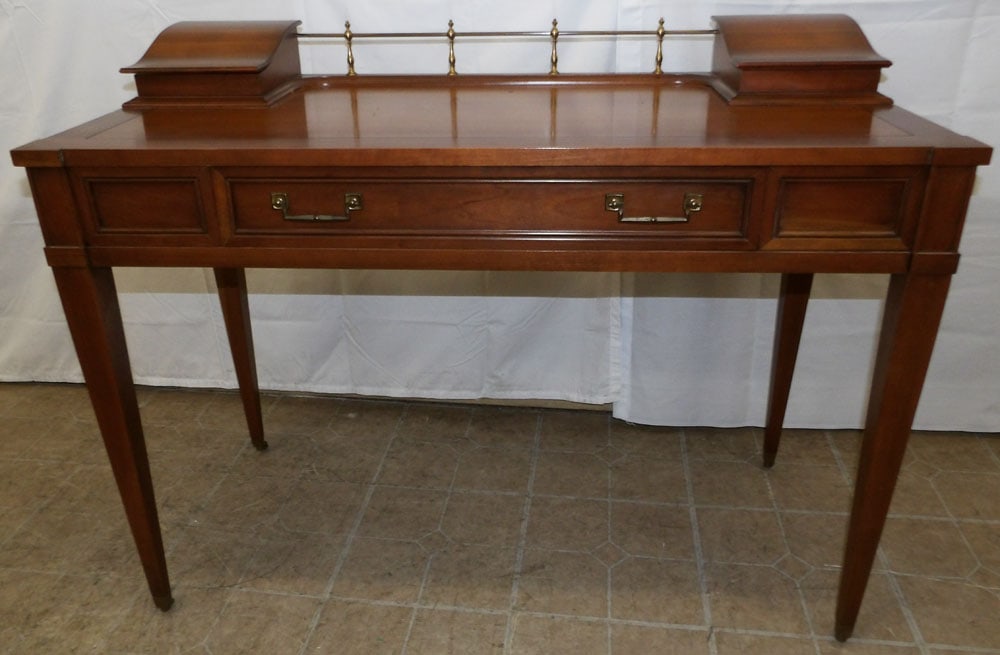 Cherry Ladies Desk by Brandt: Cherry Ladies Desk by Brandt. 33 1/4" H 43" W 20" D ALL DESCRIPTIONS AND ANY CONDITION STATEMENT GIVEN BY LANGSTON AUCTION GALLERY ARE STRICTLY OPINIONS AND LANGSTON'S SHALL HAVE NO RESPONSIBILITY FOR