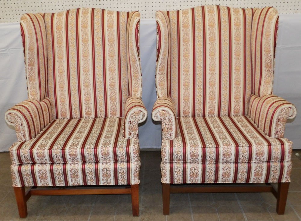 Pair of Upholstered Wing Back Chairs by Willett (1 of 7)