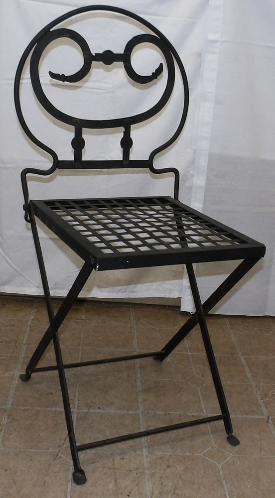 Painted Wrought Iron Folding Side Chair (1 of 3)