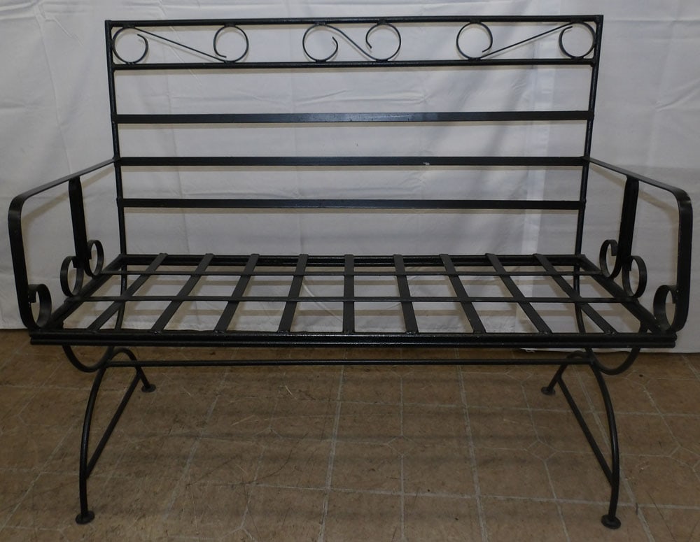 Painted Wrought Iron Bench (1 of 4)