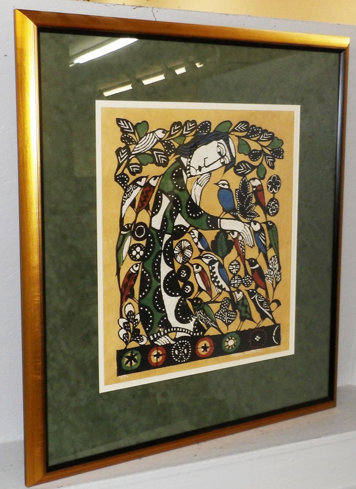 Framed Oriental Painting on Rice Paper Signed by the Artist (1 of 6)