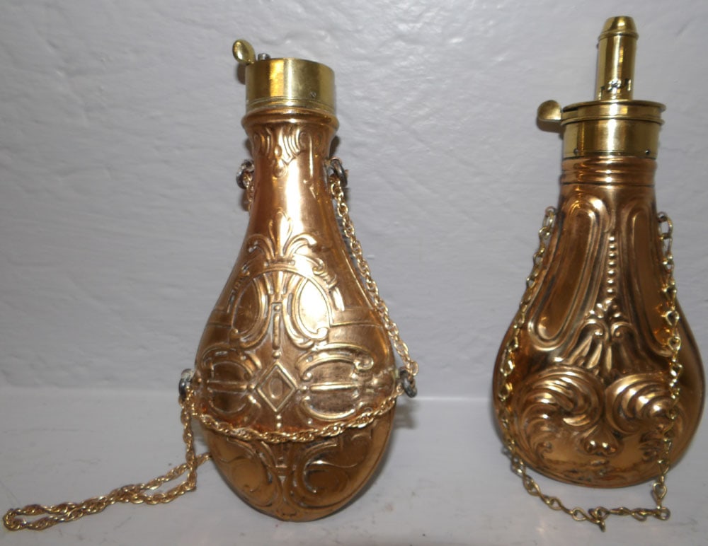 Two Antique Brass Powder Flask (1 of 2)