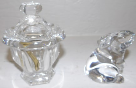 Baccarat Crystal Condiment Jar & Rabbit