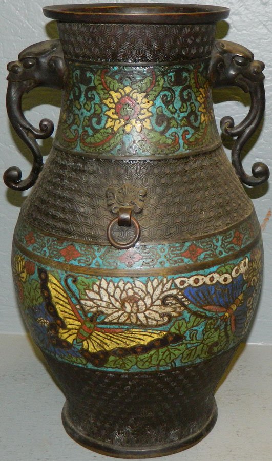 Champleve vase.: Champleve vase. 14" tall.