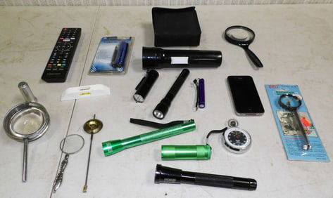 Lot Binoculars - Flashlights - Misc. Items