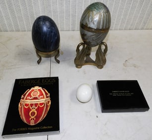 Lot Brass Egg - Resin Egg - Faberge Eggs Book - Marble Egg