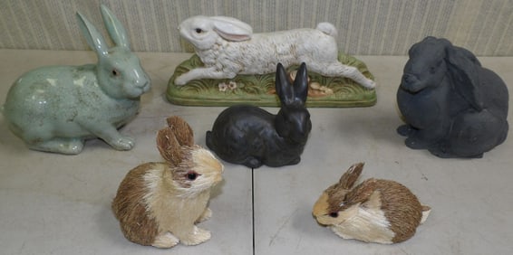 Lot Porcelain - Resin - Brass Bunny Figurines