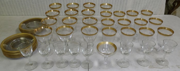 Lot Franciscan Rambler Rose Stemware & Plates