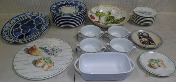 Lot Porcelain & William Sonoma Melamine Dinner Set