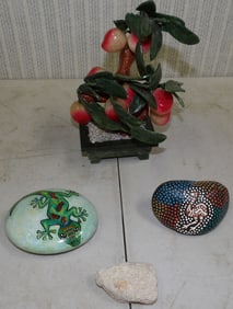 Lot Painted Rocks & Oriental Jade Tree
