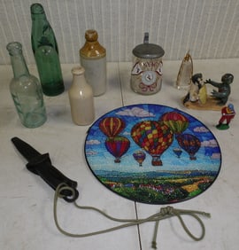 Lot Vintage Glass & Stoneware Bottles - Beer Stein - Divers Knife - Suncatcher