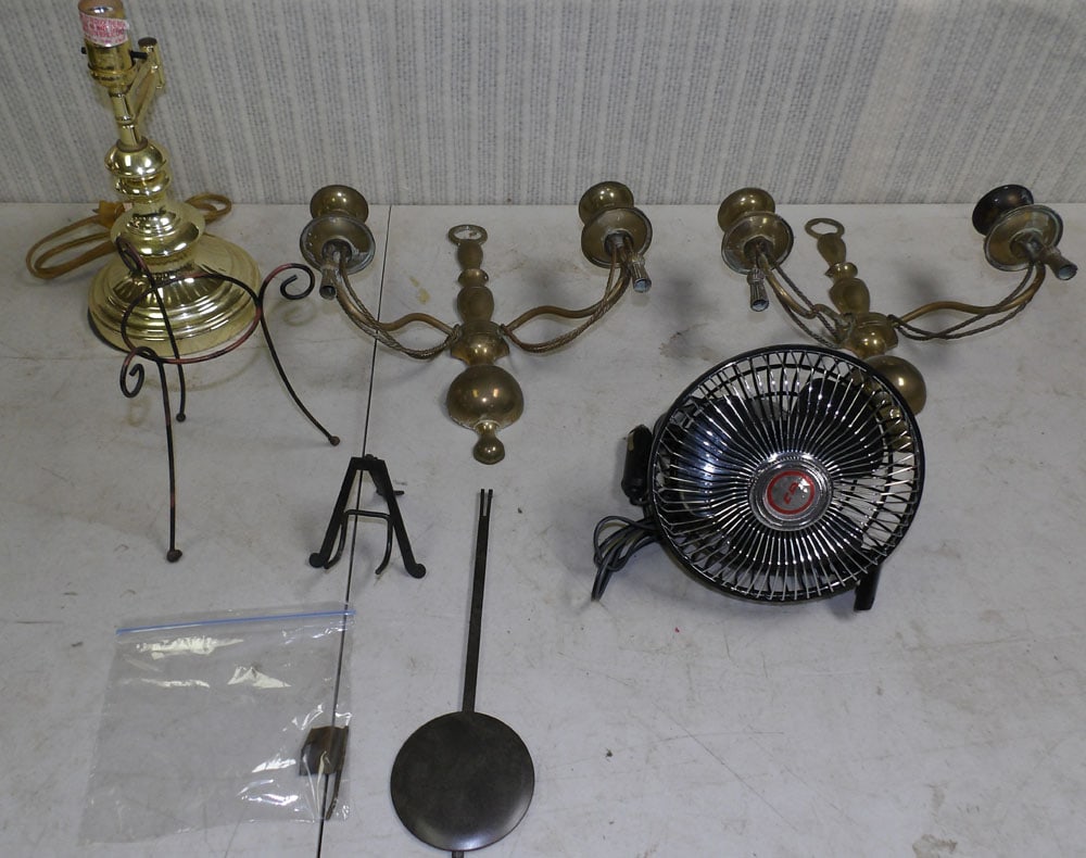 Pair Brass Sconces - Lamp - Car Fan (1 of 4)