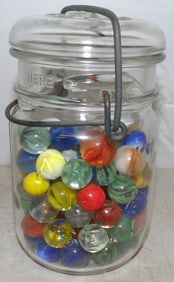 Atlas Canning Jar With Vintage Marbles