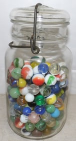 Atlas Canning Jar With Vintage Marbles