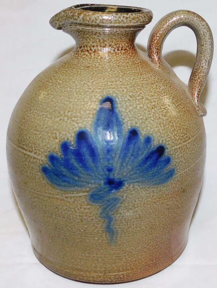 Rowe Pottery Blue Decorated Whiskey Jug (2005) (1 of 3)