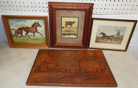 Lot Framed Prints & Painted Pine Panel