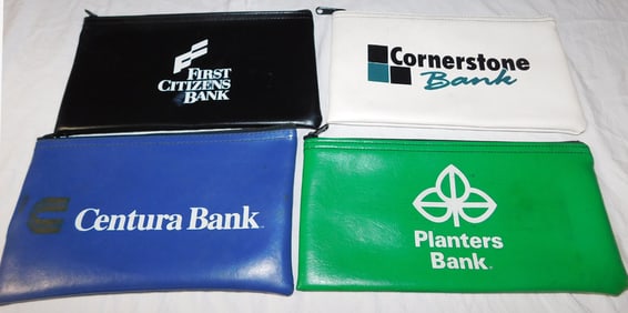 Lot Four Vintage Bank Zipped Cash Deposit Bags