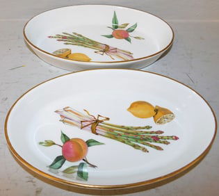 Two Royal Worcester " Evesham " Casseroles