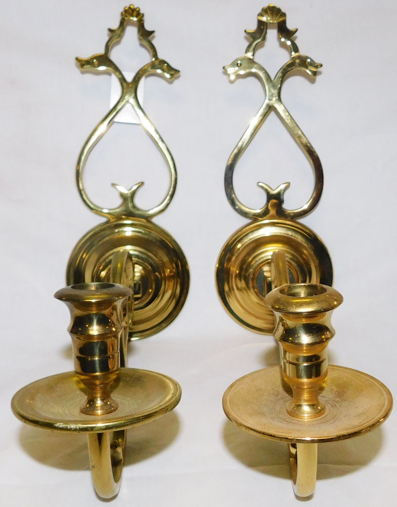 Pair Brass Sconces By Virginia Metalcrafters (1 of 3)