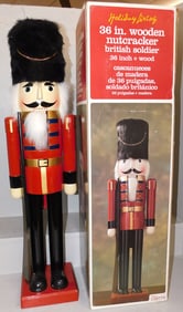 36" Painted Wood British Soldier Nutcracker In Original Box