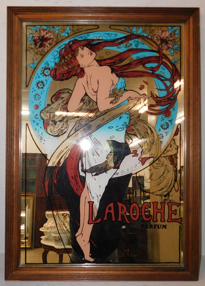 Advertising Mirror " Laroque": Advertising Mirror " Laroque". 33 3/4" X 24" ALL DESCRIPTIONS AND ANY CONDITION STATEMENT GIVEN BY LANGSTON AUCTION GALLERY ARE STRICTLY OPINIONS AND LANGSTON'S SHALL HAVE NO RESPONSIBILITY FOR ERRORS